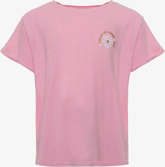 TwoDay meisjes T-shirt roze met backprint - Maat 134/140
