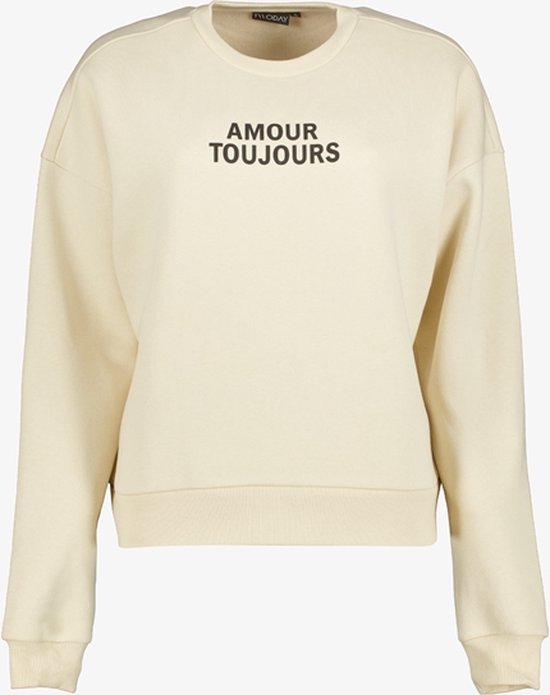 TwoDay dames sweater beige met tekstopdruk