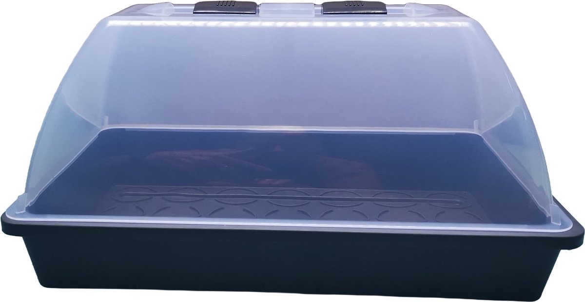 3 stuks Kweekkas Unigrow 38x25x21 antraciet - merk Rebedex - Deksel met ventilatie - Kweken - Kruiden - Groenten - Planten - Propagator - Zaaitray - Kweektray - Tuinieren/Moestuinbak - Tuin benodigdheden - Vensterbank - Kiemen
