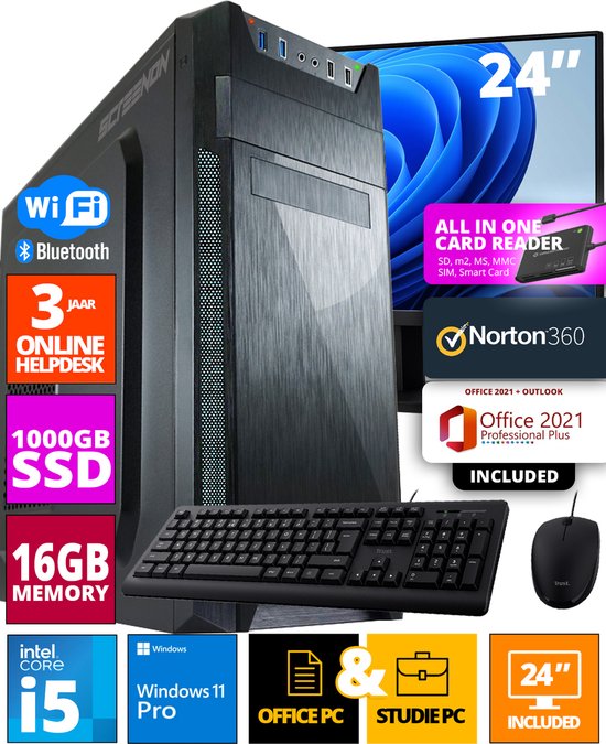 ScreenON - Allround Office PC Set - 24 Inch Monitor + Muis ...