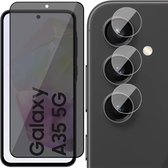 Privacy Screenprotector & Camera geschikt voor Samsung Galaxy A35 - Volledig Dekkend Glas