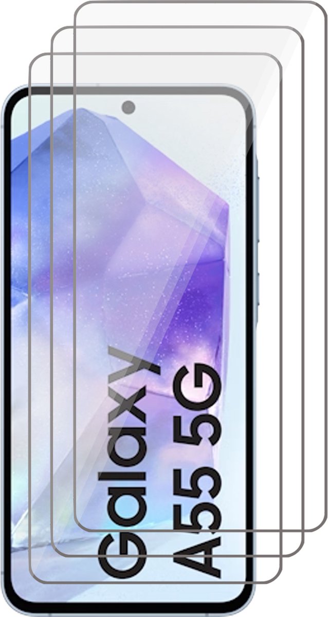 Screenprotector geschikt voor Samsung Galaxy A55 - 3x Glas Screen Protector
