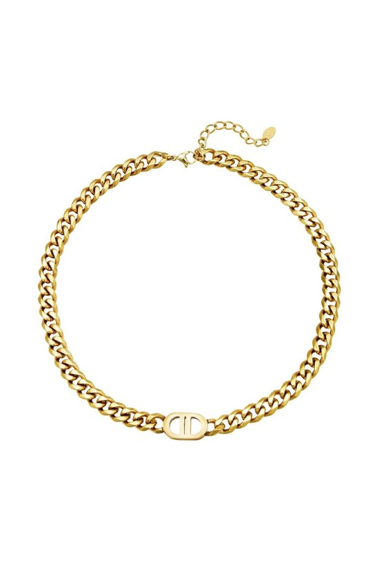 Luxe schakelketting inspired dubbel D collier - necklace - stainless steel - goodlife - nikkelfree- kleur goud - moederdag cadeau - kerst kadotip -gift - present