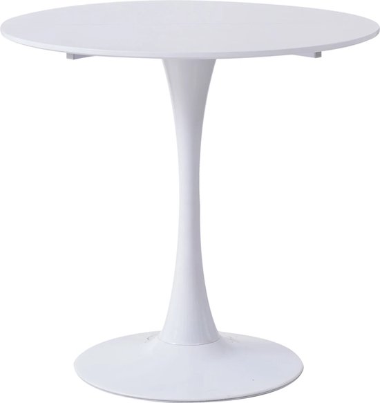 AllinShop® - Eettafel - Rond - Wit - Tafel - Koffietafel - Eetkamer - Woonkamer - Keuken - Nordic Stijl - 80x80x74CM