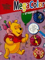 Livre de coloriage avec autocollants, Megacolor, 125 pages à colorier, Disney Winnie l'ourson, des heures de plaisir à colorier
