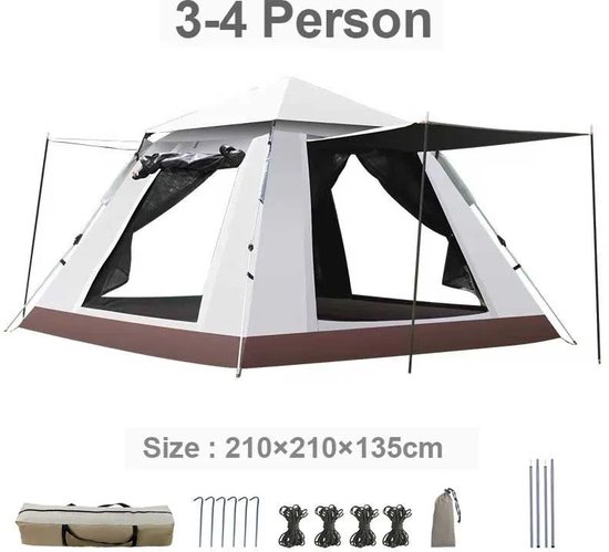 3 sec setup tent - Kampeer tent - Camping tent - Automatische tent 3/4 Persoons - Festival tent