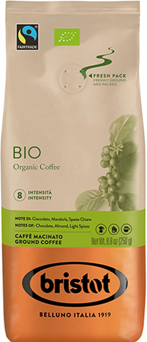 Goedkoopste Bristot BIO 100 biologische koffie - 5 x 200 gram