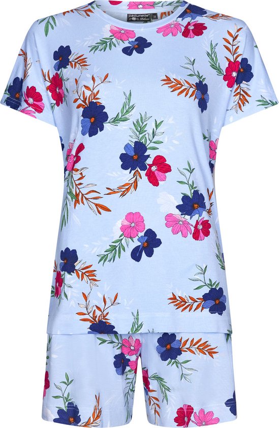 Pastunette Pyjama short motif floral - Blauw - Taille - 38