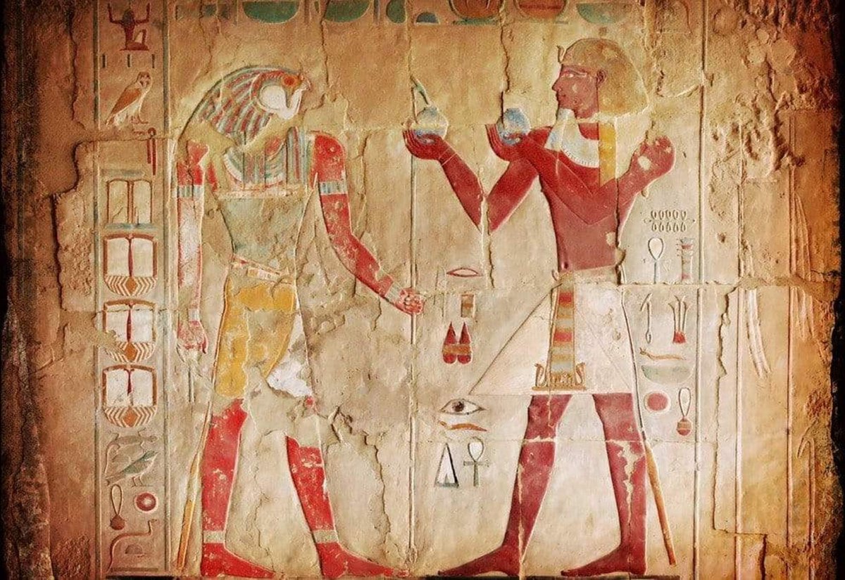 Fotobehang - Egypt Painting 375x250cm - Vliesbehang