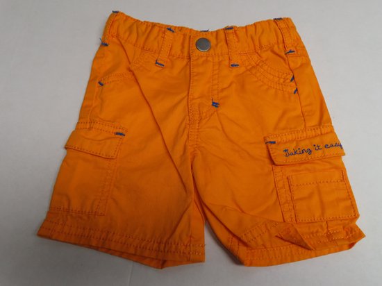 Korte broek - Jongens - Orange afgewerkt met blauw - 9 maand 74