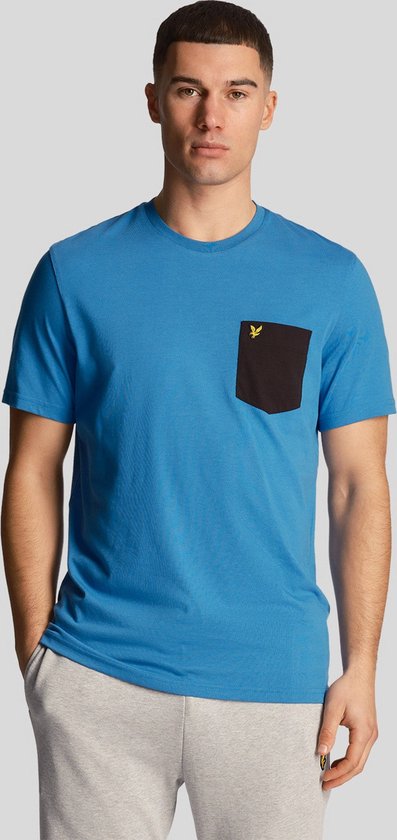 Lyle & Scott Contrast pocket t-shirt - spring blue jet black
