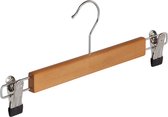 De Kledinghanger Gigant - 10 x Rokhanger / broekhanger / pantalonhanger / knijperhanger / kinderhanger lotushout naturel gelakt met anti-slip knijpers, 34 cm