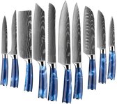 Master Knives 10 Delige Professionele Messenset – Koksmessen - Japanse messen - koksmes Blauw - vaderdag cadeau
