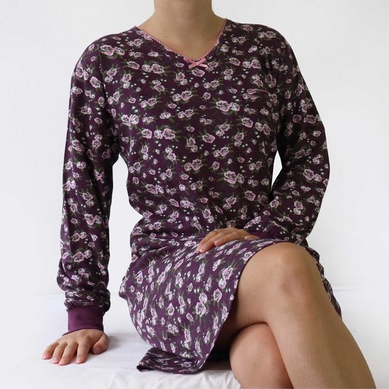 Tenderness de Nuit Femme Tendresse - Katoen - Roses Violettes Dessin.. - Taille L