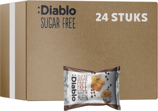 Diablo | Sugar Free | Chocolate Chip Muffin | 12 Stuks | 12 x 45 gram