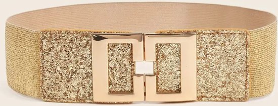 JasGood Brede elastische tailleriem voor dames, vintage heupriem, stretchy jurken, riem met gouden gesp, zwart (zilveren gesp), M:Passt Taillenumfang 70cm-80cm