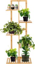 NATURN LIVING Bamboe Plantentafel - 40 x 21 x 80 cm - Bamboe - Plantenstandaard - Plantenzuil - Plantenhouder - Planten Standaard - Plantenrek - Planten Organizer - Duurzaam - Bruin
