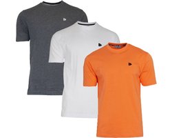 Omslag van 3-Pack Donnay - T-shirt (Vince) - Sportshirt - Heren - Charcoal-marl/White/Apricot orange (578) - maat 3XL