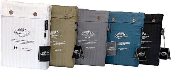 Beau Maison Hotel Lin Satin de Katoen Blauw 200x200/220 cm + 2 taies d'oreiller