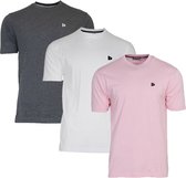 3-Pack Donnay T-shirt (599008) - Sportshirt - Heren - Charcoal-marl/White/Shadow pink (579) - maat M