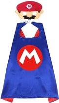 Mario - Verkleedkleding - Cape - Super Mario - Blauw met Rood - Masker - Carnaval - Verkleedpak Kinderen - Mario Wonder