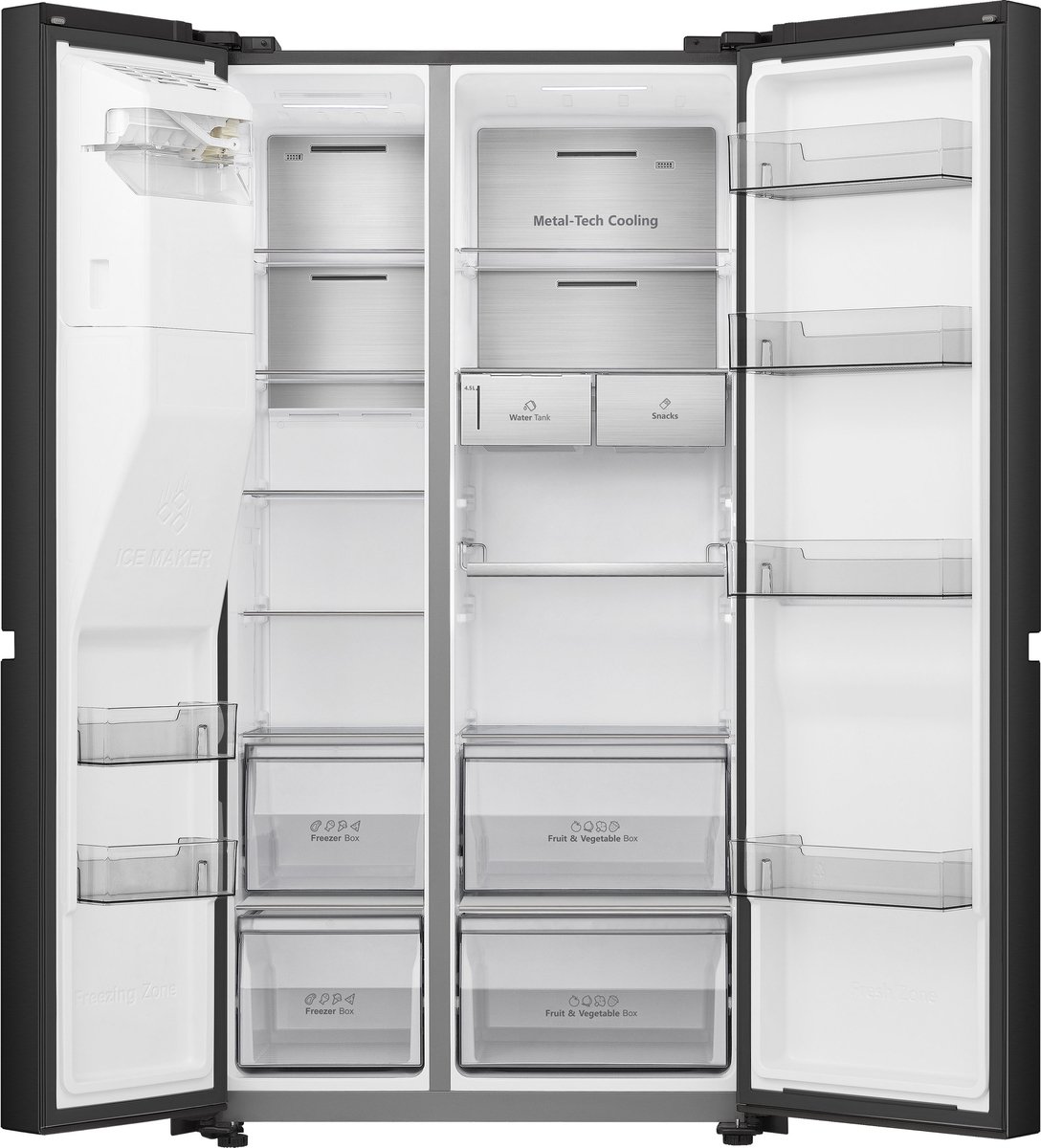 Hisense RS818N4TFC - Amerikaanse koelkast - Energielabel C - Water- & ijsdispenser - Metal Cooling - No Frost - Zwart- Multi-Air Flow - Fast Freeze - 35dB (A) - Inverter Compressor - 632 Liter — afbeelding 3