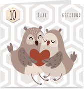 10 JAAR GETROUWD | kaart / wenskaart met envelop | UILTJES | voor trouwdag / huwelijksjubileum