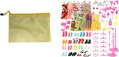 XL Set Kleding & Accessoires voor een Modepop 75 Delig Poppenkleding + handige Opbergtas met rits - Past de Bekendere Modepoppen zoals Barbie - Kleertjes - Poppenkleertjes