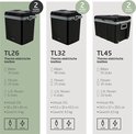Overzicht van Travellife koelboxen: TL26 (19L), TL32 (25L) en TL45 (40L). Allemaal met 2 jaar garantie en 12V/230V aansluiting.