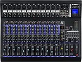 Mengpaneel dj - Mengpaneel mixer - Mengpaneel met versterker - Mengpaneel bluetooth - 48 x 37 x 12 cm - 12-kanaal