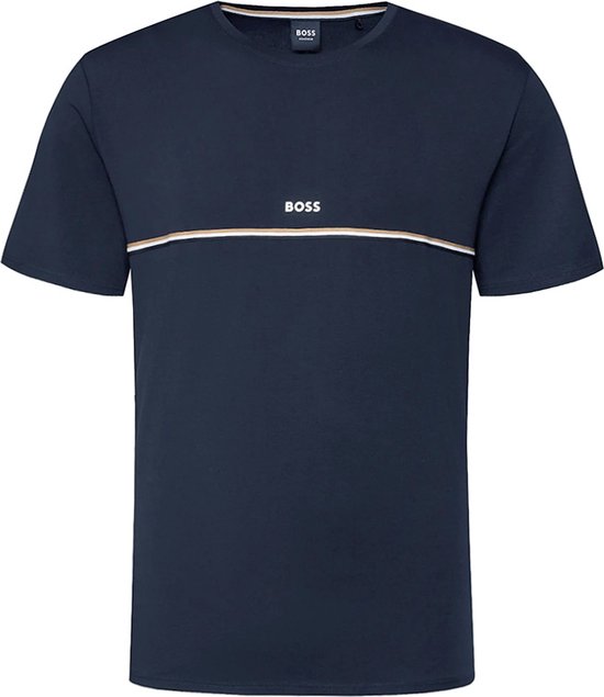 Hugo Boss BOSS O-hals shirt unique logo blauw - L