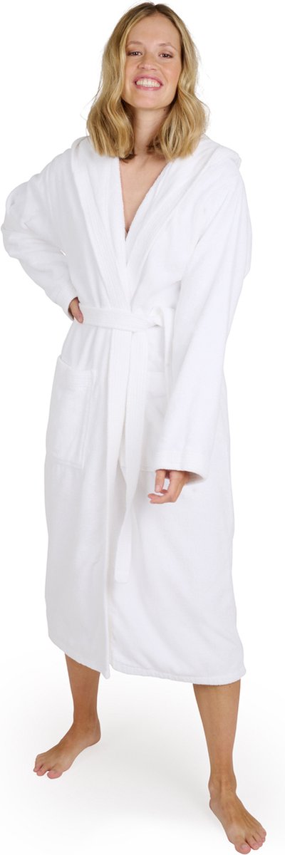 Blumtal Badjas Katoen Dames - Katoenen Badjas - Zachte Badjas - Met Capuchon - Fluweelzachte Badstof - Oeko-TEX® Gecertficeerd - Wit - Maat S