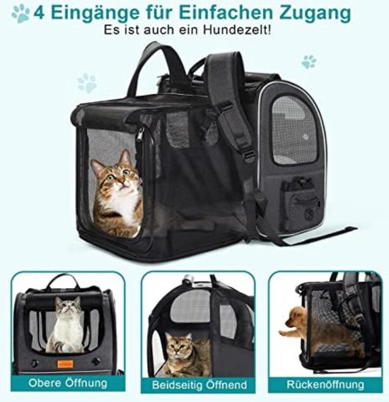 Honden Draagtas - Hongenrugzak - Draagzak Hond - Kleine Honden Rugzak - Dierentas - Ook voor Katten - Polyester - Blauw