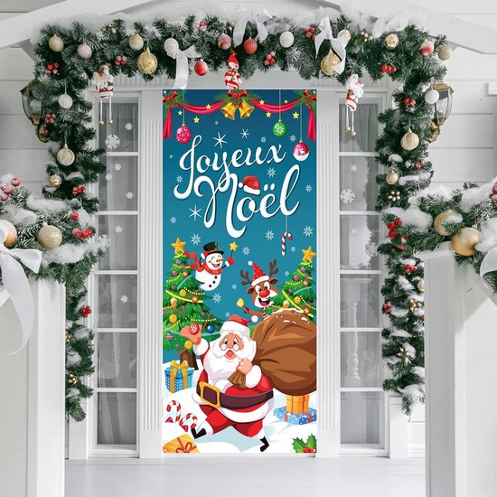 Foto: Kerstdecoratie kerstdeur cover decoratie kerstman deurhoes xmas deur opknoping banner kerst kerstman achtergrond banner voor thuis voordeur vakantie kerstdecoratie