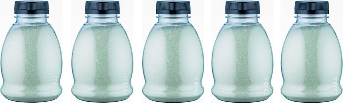 Goedkoopste Scrubzout Eucalyptus - 375 gram - Fles met zwarte dop - Set van 5 stuks - Hydraterende Lichaamsscrub
