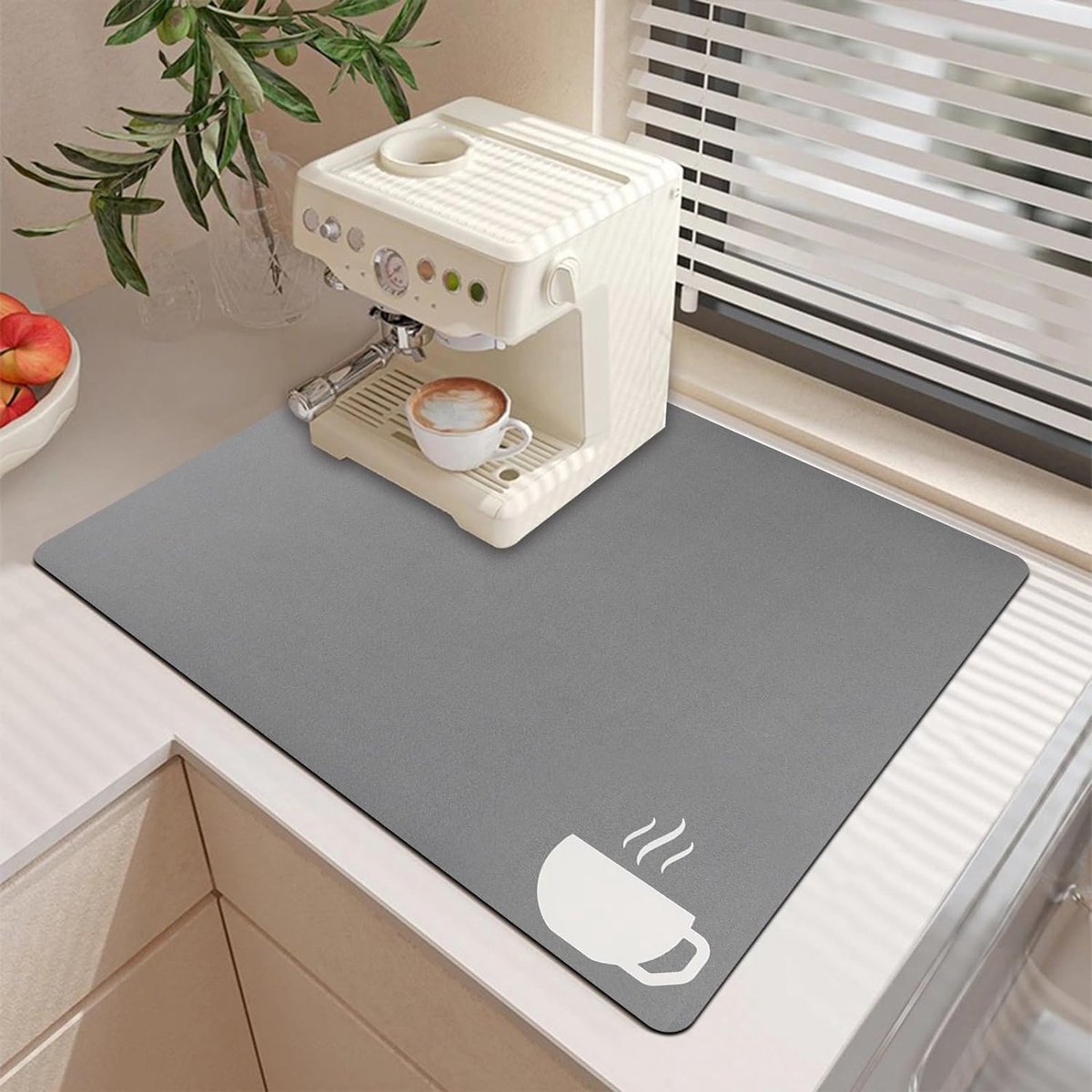 Goedkoopste Super absorberende afdruipmat, servies, 40 x 50 cm, antislip, sneldrogend, gemakkelijk te reinigen, afdruipmat voor koffiezetapparaat, keuken (A, lichtgrijs