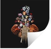 Muurstickers - Sticker Folie - Olifant - Bloemen - Kleuren - 30x30 cm - Plakfolie - Muurstickers Kinderkamer - Zelfklevend Behang - Zelfklevend behangpapier - Stickerfolie