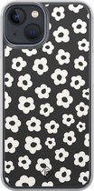 Casimoda® hoesje - Geschikt voor iPhone 13 Mini - Retro Bloempjes - 2-in-1 case - Schokbestendig - Bloemen - Verhoogde randen - Zwart, Transparant