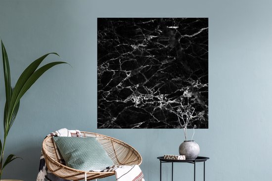 Stickers Stickers muraux - Marbre - Pierre - Zwart - Wit - 100x100 cm - Feuille adhésive XXL