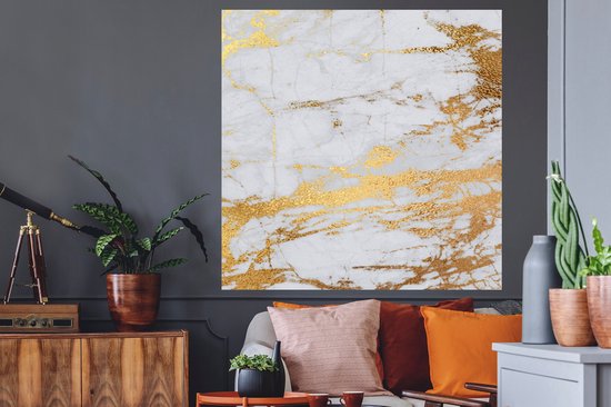 Stickers Stickers muraux - Marbre - Or - Grijs - Pierre - 120x120 cm - Feuille adhésive XXL