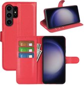 Samsung Galaxy S24 Ultra Hoesje - MobyDefend Kunstleren Wallet Book Case (Sluiting Voorkant) - Rood - GSM Hoesje - Telefoonhoesje Geschikt Voor Samsung Galaxy S24 Ultra