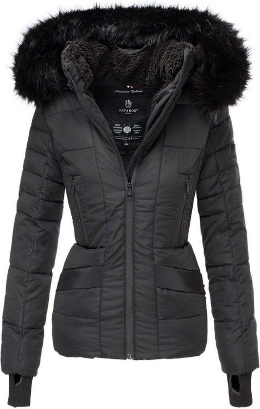 Navahoo Gewatteerde winterjas voor dames, met capuchon, warm gevoerd B899, olijfgroen, XS Navahoo Gewatteerde winterjas voor dames, met capuchon, warm gevoerd B899, olijfgroen, XS