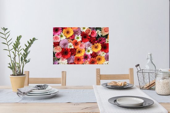 Stickers muraux - Fleurs - Couleurs - Gerbera - Roses - 60x40 cm - Film Adhésif