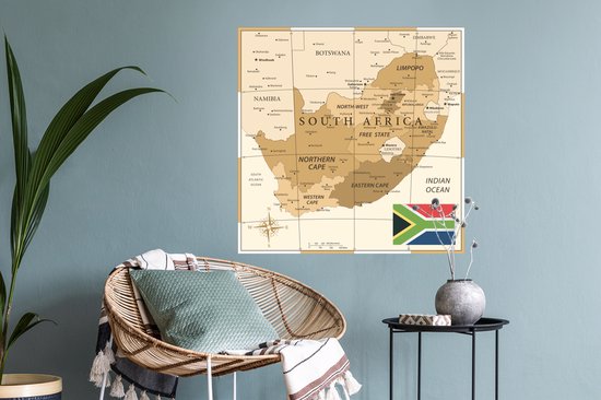 Sticker Muursticker illustration Afrique - Illustration de l'ancienne carte de l' Afrique - 80x80 cm - feuille autocollante - sticker mural repositionnable