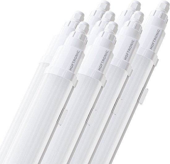 HOFTRONIC - Q-series – 8-pack LED TL armaturen 60cm – IP65 – 18W 2160lm – 120lm/W – 4000K neutraal wit – koppelbaar