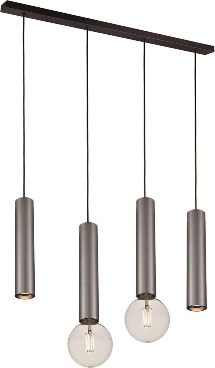 Fantasia Taboro hanglamp 4-lichts zwart en geborsteld staal