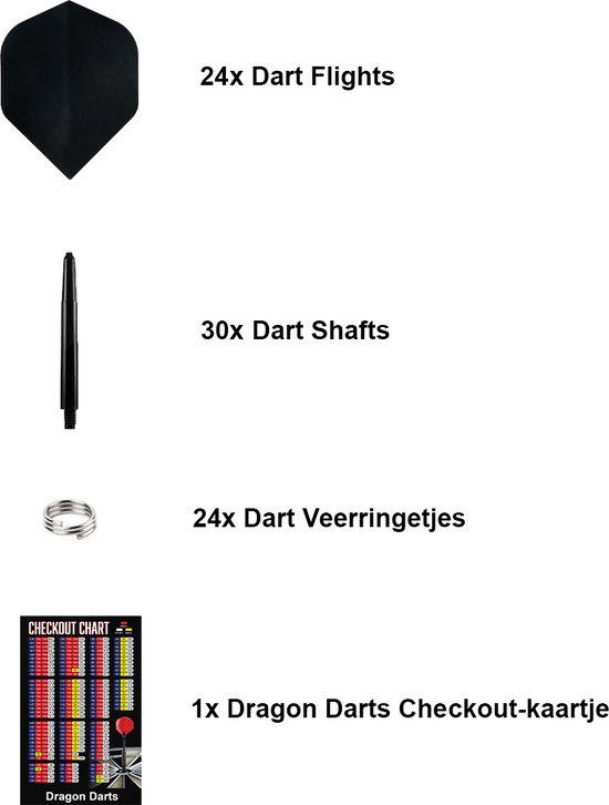 Dragon Darts Dart Flights en Dart Shafts - Multipack - 26 Sets - 78 Stuks - Veerringetjes - Extra Stevig - Darts Flights - Darts Shafts - Cadeau - Model 1 - Blauw/Oranje van Dragon Darts — afbeelding 3