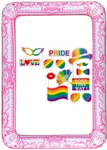 Foto prop set met frame - roze - gay pride regenboog thema - 13-delig - photo booth accessoires