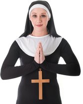 Rubies Nonnen verkleed set - 2-delig - zwart/wit - polyester - volwassenen - Carnaval accessoires