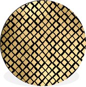 WallCircle - Wandcirkel - Muurcirkel - Patronen - Goud - Ruit - Aluminium - Dibond - ⌀ 140 cm - Binnen en Buiten